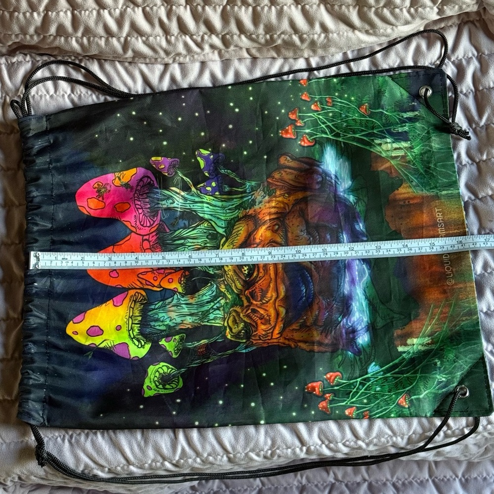Psychedelic Mushroom/Toad Drawstring Backpack - Different Graphic on Each Side!